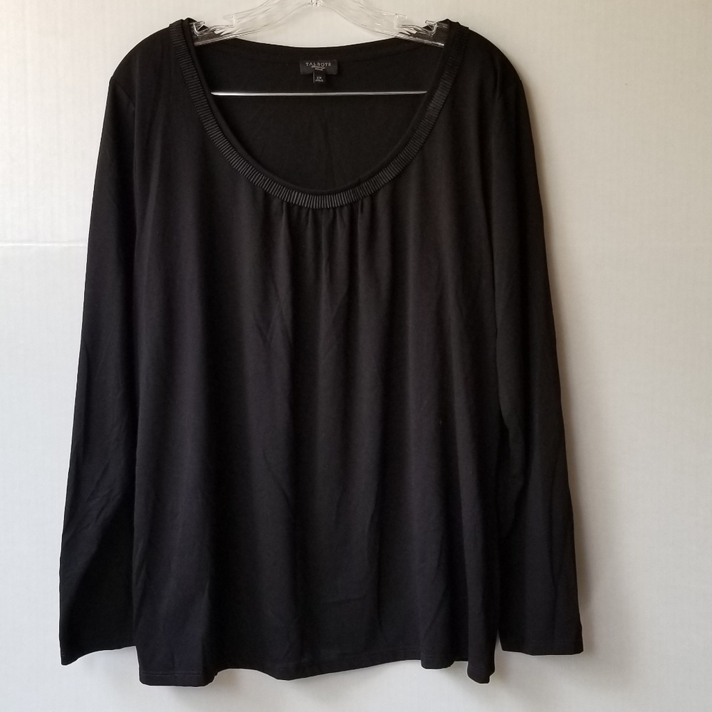 Talbots pleated round neck top